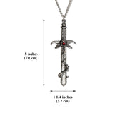Gothic Rose Sword with Rose and Thorns Silver Finish Medieval Renaissance Pendant Necklace NK-625