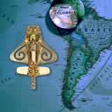 Quimbaya Flyer Pin 24K GP Golden Jet Alien Artifact Hat, Lapel, Backpack or Jacket P-75