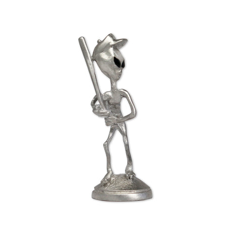 Baseball UFO Alien At The Bat Pewter Statue S-003