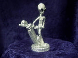 Golfing Alien Ready for a Hole In One Pewter Statue S-004