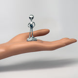 Alien Holding Faceted Blue Crystal Ball Pewter Statue S-006