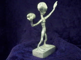 Football UFO Alien Throwing a Hail Mary Pass Pewter Statue S-008