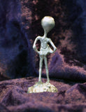 Alien Holding Faceted Blue Crystal Ball Pewter Statue S-006