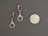 Double Handcuff Post Earrings Silver Pewter Dangle #011