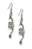 Coiled Snakes Serpents Silver Pewter Dangle Earrings #1009