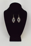 Gothic Lolita Skull Cameo Dangle Earrings Black on White #1014BW