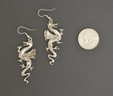 Classic Dragon Earrings In Silver Pewter #529