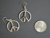 Peace Sign Earrings Polished Silver Pewter in a Medium Size #720