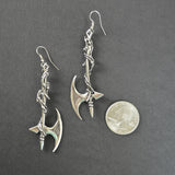 Gothic Vine Wrapped Executioner's Axe Medieval Renaissance Earrings #803