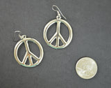 Peace Sign Earrings Polished Polished Silver Finish Pewter #835