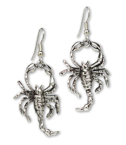 Scorpion Earrings Dangle Silver Finish Pewter #846