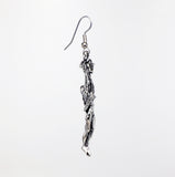 Gothic Maiden Holding Sword and Snake Silver Two Pierced Earrings with Ear Wires #865