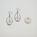 Oval Peace Sign Earrings Silver Pewter #915