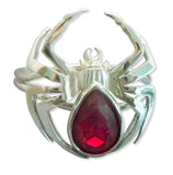 Spider Bracelet Polished Silver Pewter with Red Navette Stone B-3