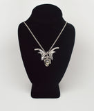 Silver Dragon with Crystal Ball Medieval Renaissance Pendant Necklace NK-136S