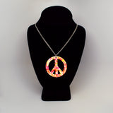 Orange Pink Hippie Tie Dye Peace Sign Enamel on Pewter Pendant Necklace NK-15 TDO