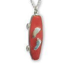Skateboard with Silver Barefeet Red Enamel on Pewter Pendant Necklace NK-160-7