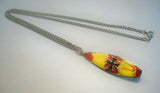 Surfboard with Maltese Cross Red & Yellow Enamel on Pewter Pendant Necklace NK-166-6