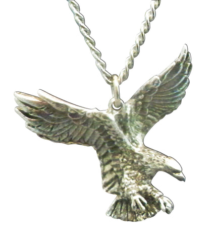 Patriotic American Eagle in Flight Silver Pewter Pendant Necklace NK-20