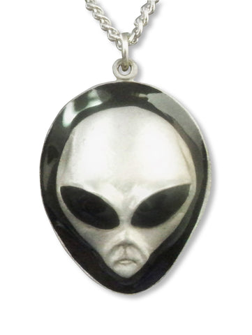alien head black accents pendant necklace