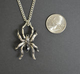 Spider with Black Crystal Pewter Pendant Necklace NK-32