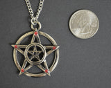 Gothic Double Pentacle Silver Medieval Renaissance Pendant Necklace NK-349