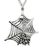 Spider and Skull on Web Silver Pewter Pendant Necklace NK-359