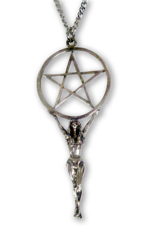 Gothic Pentacle and Maiden Medieval Renaissance Pendant Necklace NK-399