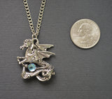 Mystical Pegasus with Blue Crystal Ball Pendant Necklace NK-420