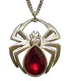 Gothic Spider with Red Stone Body Silver Pewter Pendant Necklace NK-466R