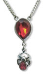 Red Teardrop Crystal with Spider Silver Pewter Pendant Necklace NK-475