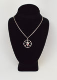 Gothic Skull and Crossbones with Red Austrian Crystals Pendant Necklace NK-478