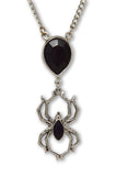 Gothic Black Stone Pendant with Hanging Spider Pendant Necklace NK-496B
