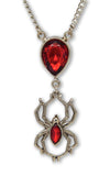 Gothic Red Stone Pendant with Hanging Spider Pendant Necklace NK-496R