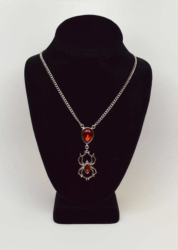 thumbnail image 2 of Gothic Spider With Captured Skull Pewter Pendant Necklace – Silver Finish, 20" Chain – Made In USA (NK-54) 2 of 4