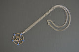 Gothic Pentacle with Blue Cabochons Medieval Renaissance Pendant Necklace NK-530