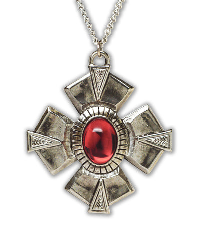Gothic Medallion Cross Medieval Renaissance Pewter Pendant Necklace NK-531