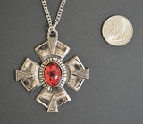 Gothic Medallion Cross Medieval Renaissance Pewter Pendant Necklace NK-531