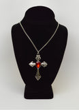 Cross with Red Teardrop Stone Medieval Renaissance Pendant Necklace NK-570