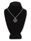 Maltese Cross Surfers Cross Black Enamel on Silver Pewter Medium Pendant Necklace NK-5