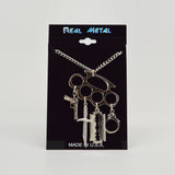 Weapons Dangle on Brass Knuckles Silver Pewter Pendant Necklace NK-615