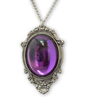 Purple Cabochon in Pewter Frame Pendant Necklace Vampire Jewelry NK-620P