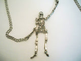 Gothic Skeleton with Moving Arms and Legs Silver Pewter Pendant Necklace NK-630