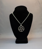 Silver Pentacle with Hand Painted Black Enamel Pendant Necklace NK-656