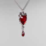 Gothic Romance Red Heart Austrian Crystals Thorns and Roses Romance Pendant Necklace NK-677