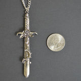 Sword with Rose Wrapped in Thorns Medieval Renaissance Pendant Necklace NK-71