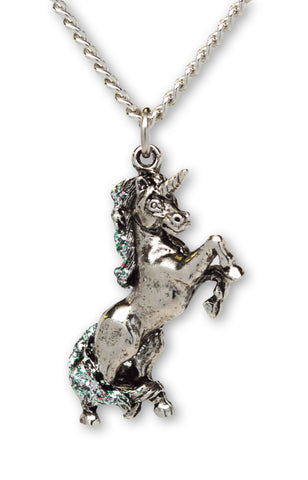 Unicorn Necklace Silver with Glitter Pendant Necklace NK-72GL