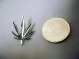 Marijuana Pot Leaf Silver Pewter Jacket or Hat Pin Medium P-17