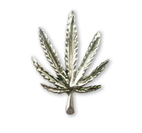 Marijuana Pot Leaf Silver Pewter Jacket or Hat Pin Medium P-17