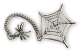 Spider on Chain with Web Jacket or Hat Pin Silver Finish Pewter P-39